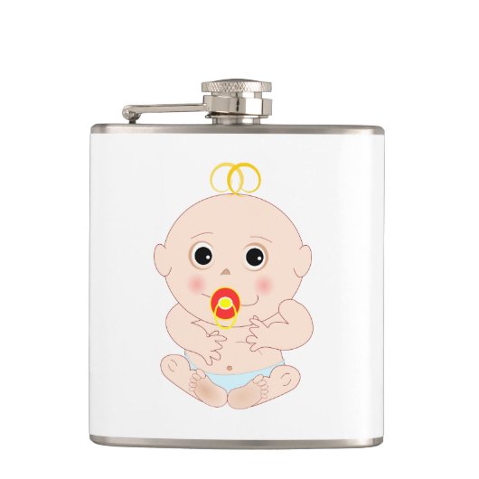 Baby mit Schnuller Cartoon Flachmann (Vorderseite)