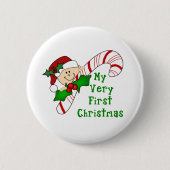 Baby mit Zuckerstange-erstem Weihnachten Button (Vorderseite)