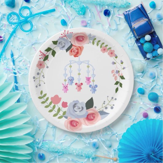Baby Mobile Floral Baby Dusche Pappteller (Party)