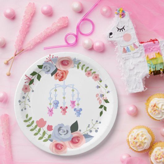 Baby Mobile Floral Baby Dusche Pappteller (Party)
