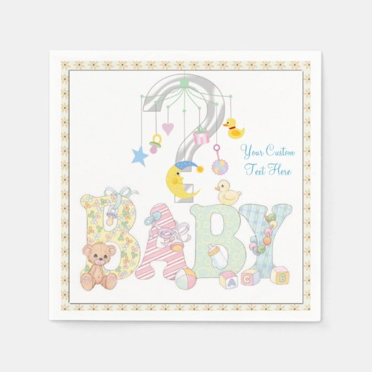Baby Mobile Gender Reveal Paper Party Napkins Serviette (Vorderseite)