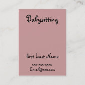 Baby-Modell-Visitenkarte Visitenkarte (Rückseite)