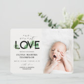 Baby Modern Tropical Greenerenerity Foto Birth Ankündigung (Stehend Vorderseite)