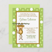 "Baby Monkey" 4x5 Kinderdusche Einladung (Vorne/Hinten)