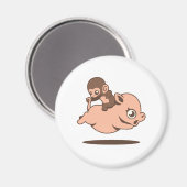 Baby Monkey (Auf einem Schwein rückwärts gehen) Magnet (Vorderseite/Rückseite)