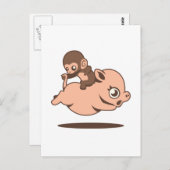 Baby Monkey (Auf einem Schwein rückwärts gehen) Postkarte (Vorne/Hinten)