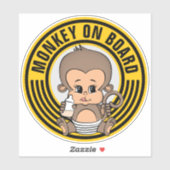 Baby Monkey Baby an Bord Aufkleber rund (Blatt)