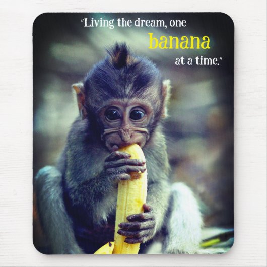 Baby Monkey Eating Banana Mousepad (Vorne)