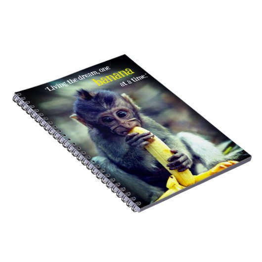 Baby Monkey Eating Banana Notizblock (Rechte Seite)