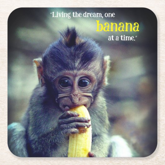 Baby Monkey Eating Banana Rechteckiger Pappuntersetzer (Vorderseite)