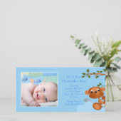 Baby Monkey FOTO Boy Birth Ankündigung (Stehend Vorderseite)