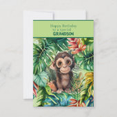 Baby Monkey Happy Birthday Special Grandson Karte (Vorderseite)