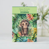 Baby Monkey Happy Birthday Special Grandson Karte (Stehend Vorderseite)