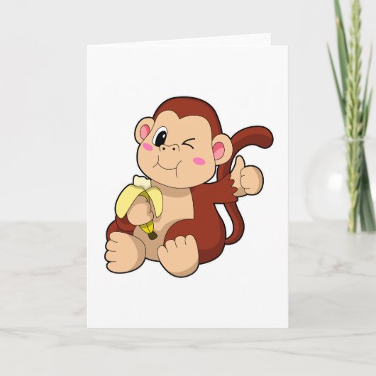 Baby Monkey mit Banana Karte (Vorderseite)