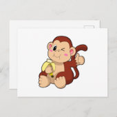 Baby Monkey mit Banana Postkarte (Vorne/Hinten)