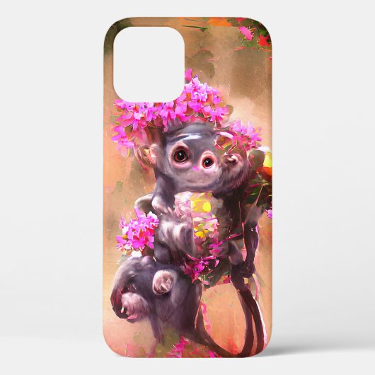 Baby Monkey mit Blume iPhone/iPad Gehäuse Case-Mate iPhone Hülle (Rückseite)