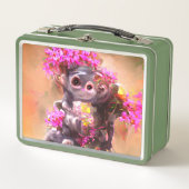 Baby Monkey mit Blume Metall Brotdose (Vorderseite)