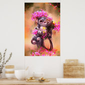 Baby Monkey mit Blume Poster (Küche)