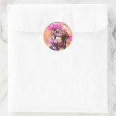 Baby Monkey mit Blume Runder Aufkleber (Tasche)