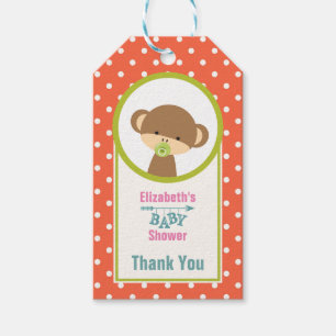 Baby Monkey mit einem Schnuller auf Polka Dots Dan Geschenkanhänger