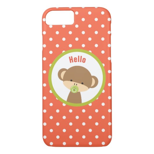 Baby Monkey mit einem Schnuller auf Polka Dots Hal Case-Mate iPhone Hülle (Rückseite)