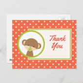 Baby Monkey mit Schnuller Baby Dusche Danke Postkarte (Vorne/Hinten)