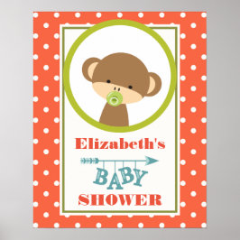 Baby Monkey mit Schnuller Babydusche Poster