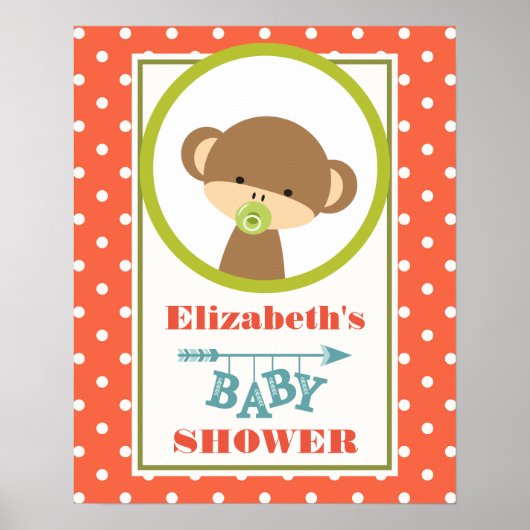 Baby Monkey mit Schnuller Babydusche Poster (Vorne)