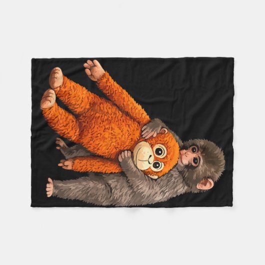 Baby monkey punch hugging  fleecedecke (Vorderseite (Horizontal))