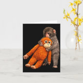 Baby monkey punch hugging karte (Gelbe Blume)