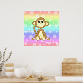 Baby Monkey Rainbow Poster Print Kinderzimmer Wall (Küche)