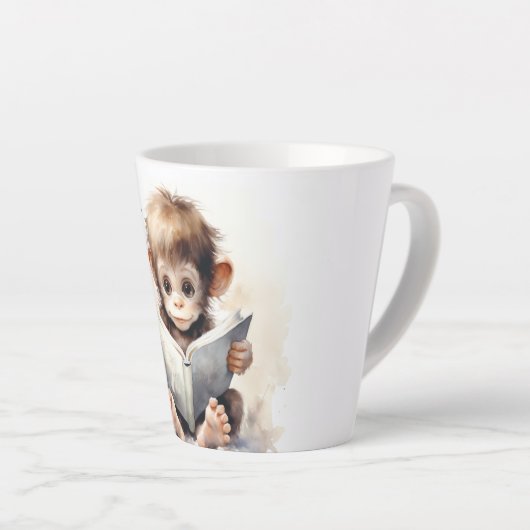 Baby Monkey Reader Latte Tasse (Rechte Ecke)