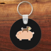 Baby Monkey Riding on a Pig Schlüsselanhänger (Vorderseite)