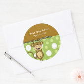 BABY MONKEY Round Baby Shower Pflegeaufkleber Runder Aufkleber (Umschlag)