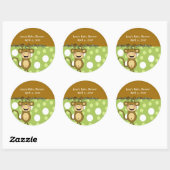 BABY MONKEY Round Baby Shower Pflegeaufkleber Runder Aufkleber (Blatt)