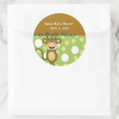 BABY MONKEY Round Baby Shower Pflegeaufkleber Runder Aufkleber (Tasche)