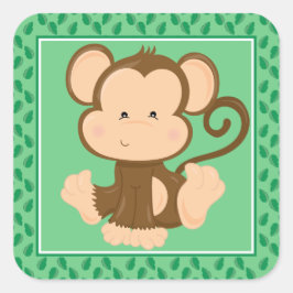 Baby Monkey | Safari Animals Party Quadratischer Aufkleber