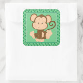 Baby Monkey | Safari Animals Party Quadratischer Aufkleber (Tasche)
