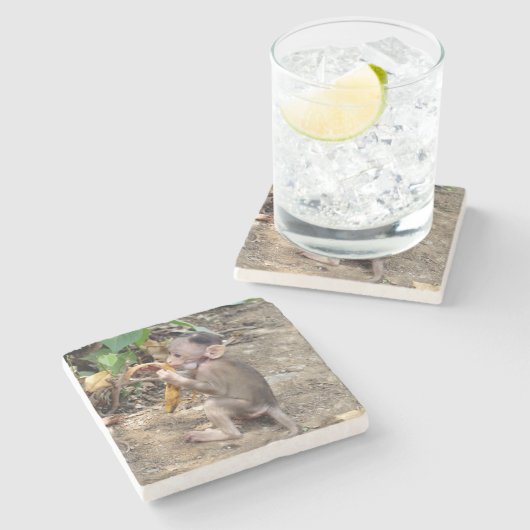 Baby Monkey Steinuntersetzer (Seitenansicht)