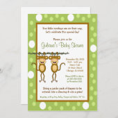 Baby Monkey TWINS 12x18 Baby Dusche Einladungen (Vorne/Hinten)