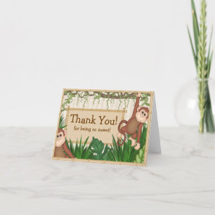 Baby Monkey Vielen Dank Note Card Dankeskarte