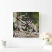 Baby Monkey Wall Clock Quadratische Wanduhr (Zuhause)