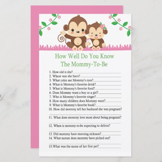 Baby Monkey Wie gut kennen Sie das Baby Duschspiel (Vorne/Hinten)