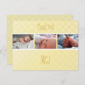 Baby monogram danke, polka dots ankündigungspostkarte (Vorne/Hinten)