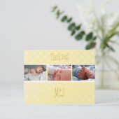 Baby monogram danke, polka dots ankündigungspostkarte (Stehend Vorderseite)