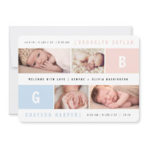 Baby Monogram Girl Twins 4 Multi Foto Birth