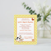 Baby Moo Cow Farm Yard Babydusche gelb Einladung (Stehend Vorderseite)