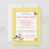 Baby Moo Cow Farm Yard Babydusche gelb Einladung (Vorderseite)