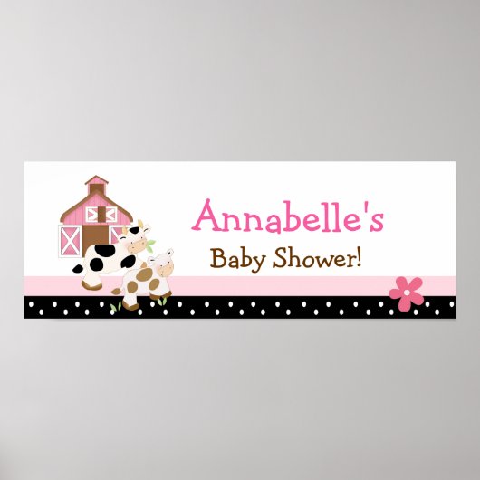 Baby Moo Cow Pink Baby Duschbanner Poster (Vorne)