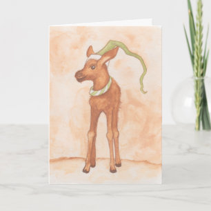 Baby Moose mit Holiday Elf Hat Feiertagskarte